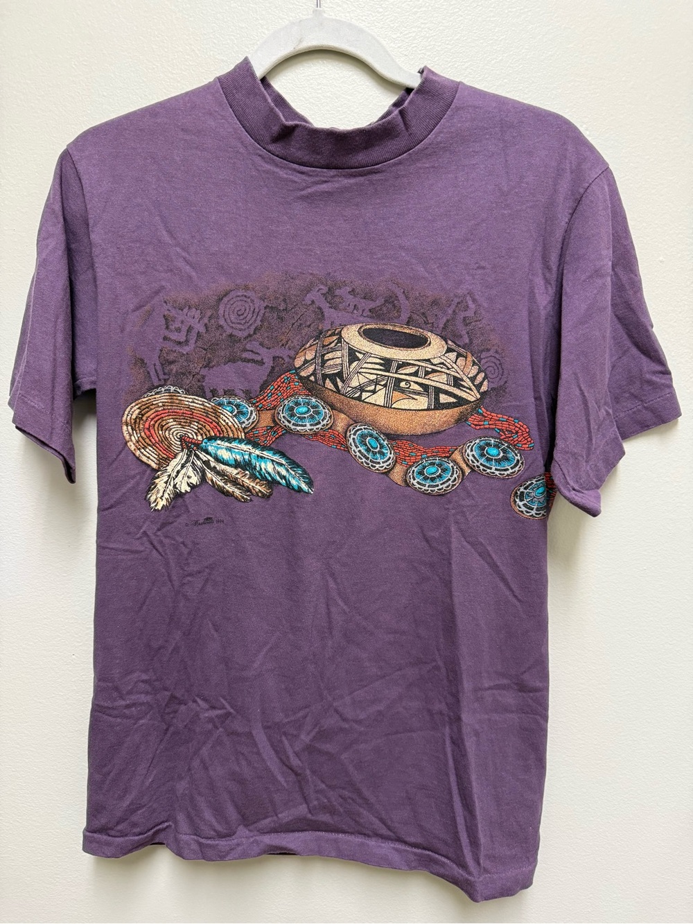 Southwestern Tribal Images Purple Women’s Medium T-Shirt by Hazelwoods